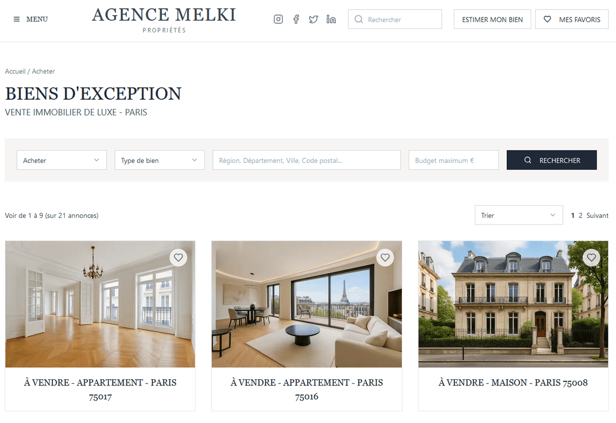 Site vitrine pour Agence Melki