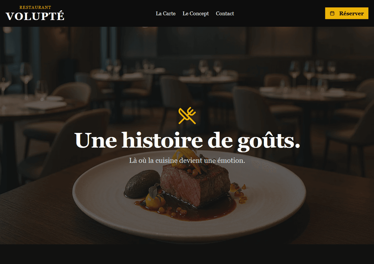 Site vitrine pour Restaurant Volupté